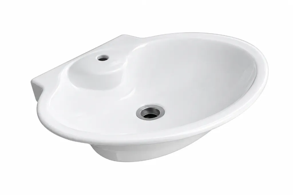 Rena White Rounded Washbasin with Single Tap Hole (Countertop (49x65))