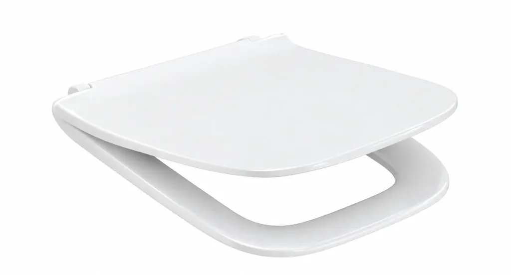 Abattant de toilette carré arrondi blanc avec couvercle (Alfa)