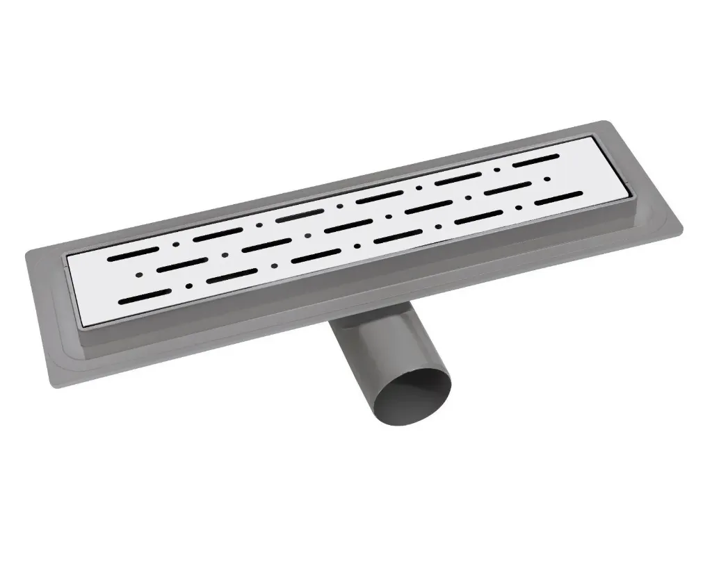 Stainless Linear Shower Channel Drain with Slotted Grate (20 cm)
