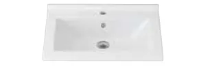 Vasque à poser rectangulaire blanche à bord fin avec un trou de robinet unique