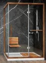 Teak Clear Glass Shower Cabin with Wood-Look Frame