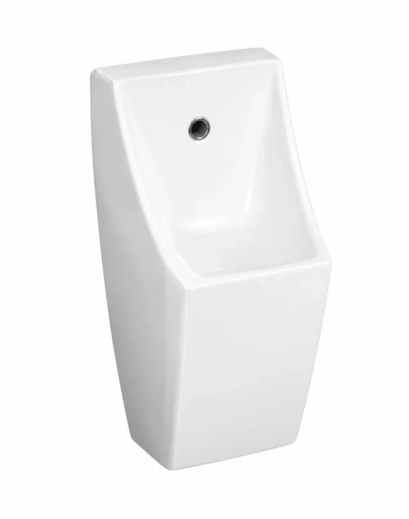 Urinoir mural blanc avec cuvette avant arrondie