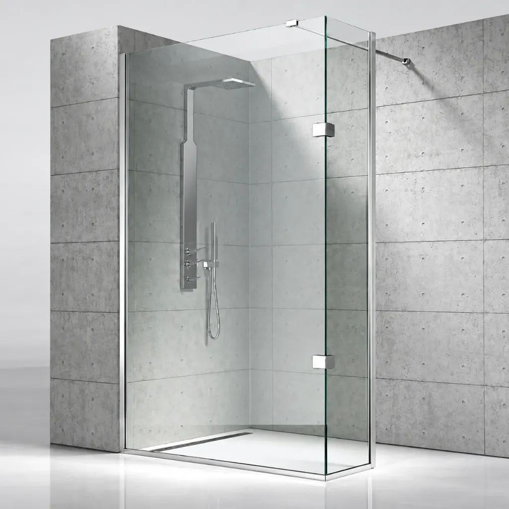Cabine de douche à l'italienne en verre clair avec cadre minimal (70, 190 cm, Noir)