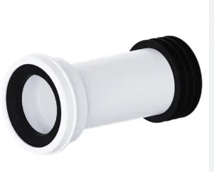 White WC Pan Connector with Black Sealing Rings (Eccentric)
