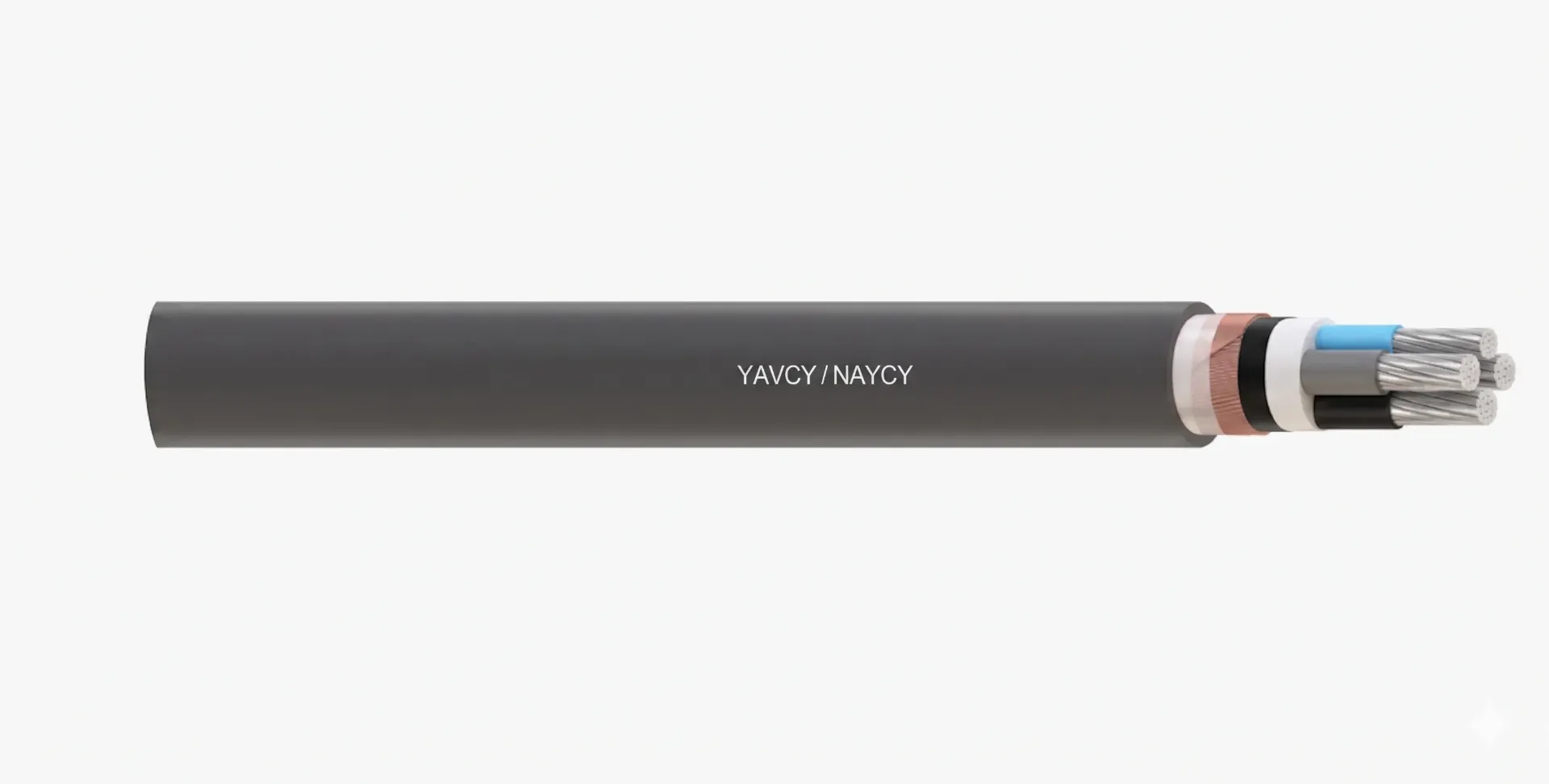 Câble à conducteur concentrique en cuivre avec âme en aluminium YAVCV NAYCY 0,6/1kV (1x25/16)