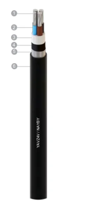 Câble en aluminium blindé double ruban d'acier YAVZ4V NAYBY 0,6/1kV (2x25)