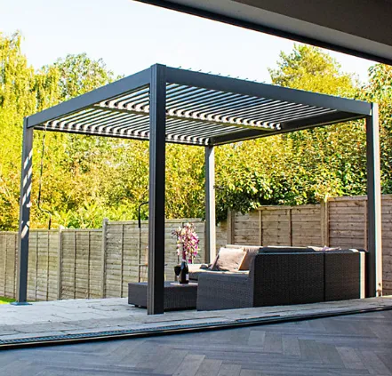 Dark Grey Aluminium Motorized Pergola Awning Single System