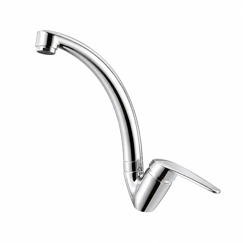 Chrome-Plated Brass Curved Spout Faucet