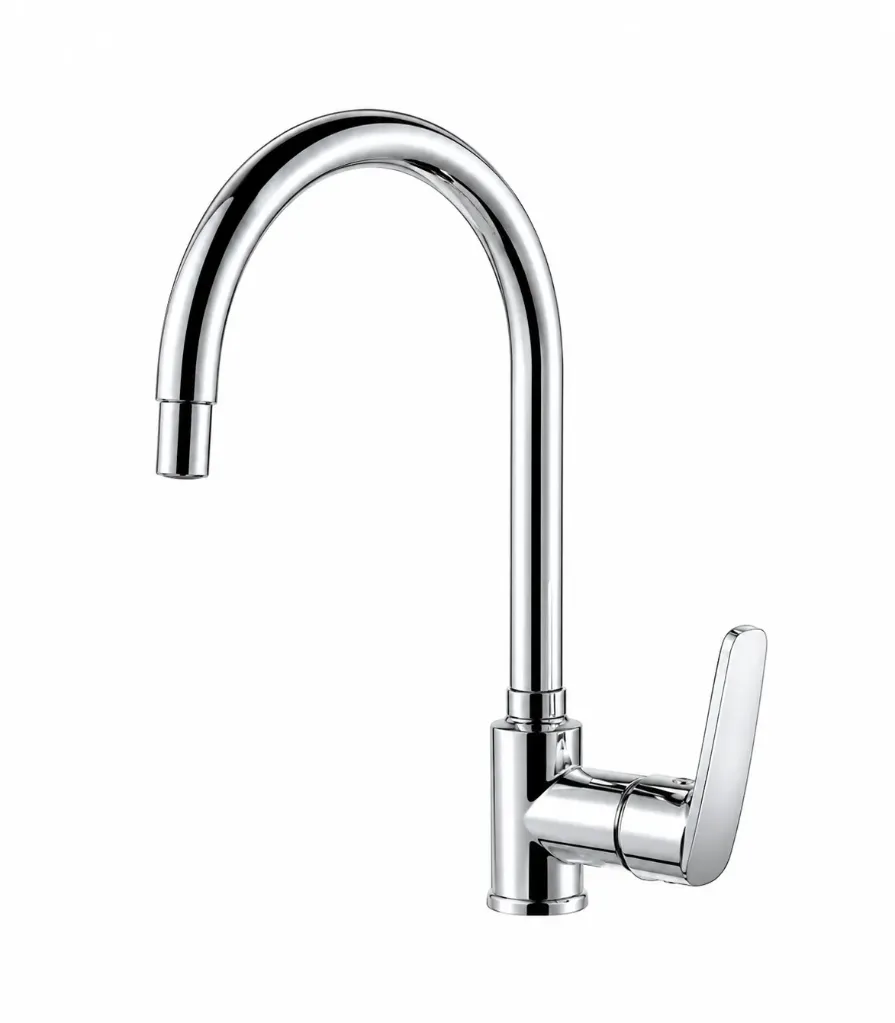 Robinet monocommande à bec haut cintré en chrome