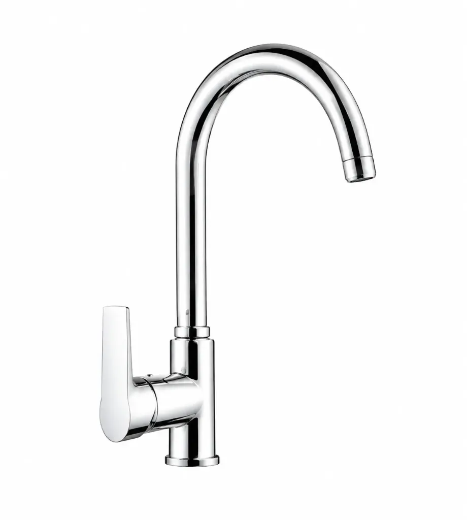 Chrome-Like High-Arc Gooseneck Single-Handle Faucet