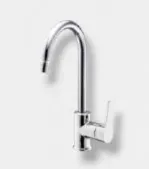 [1026] Chrome-Look Wall-Mounted Gooseneck Faucet with Single Lever Handle