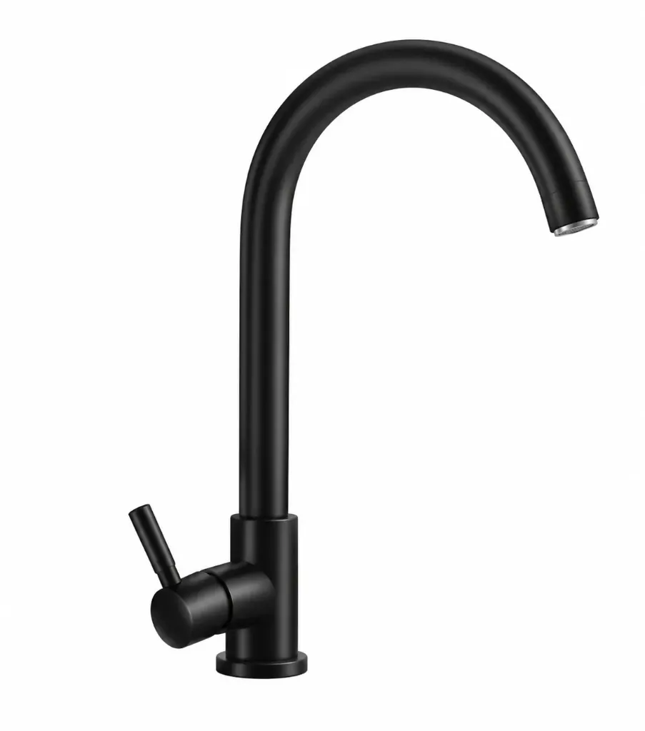 [1030] Black High-Arc Gooseneck Faucet with Single Lever Handle