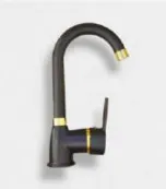 [1033] Black and Gold-Tone High-Arc Gooseneck Single-Handle Faucet