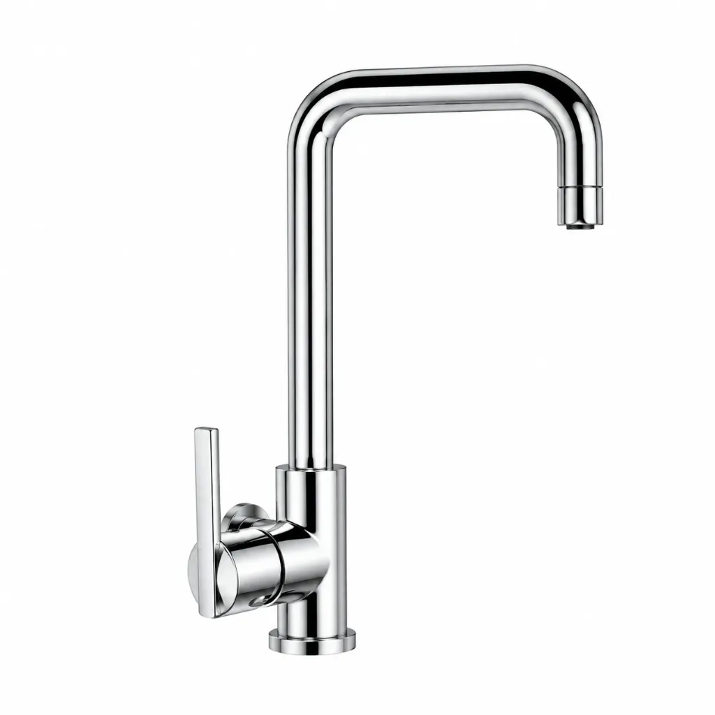 [1035] Chrome-Look Wall-Mounted L-Shaped Spout Faucet with Lever Handle