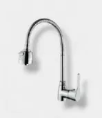 [1039] Chrome-Look High-Arc Gooseneck Faucet with Single Lever