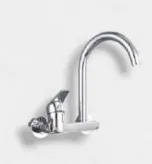 Chrome-Look Wall-Mounted High-Arc Gooseneck Faucet with Single Lever
