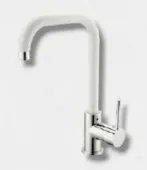 [1042] Silver-Tone High-Arc Single-Lever Faucet with Squared Spout