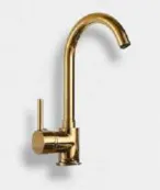 Gold-Tone Wall-Mounted High-Arc Faucet with Single Lever Handle
