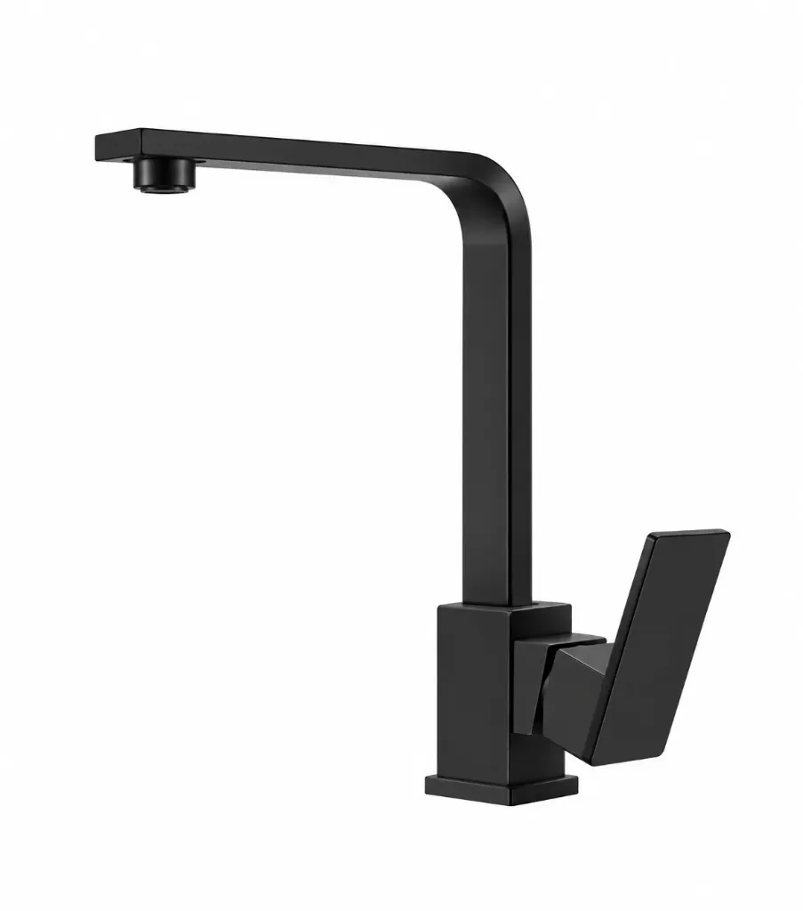 Black L-Shaped Wall-Mounted Faucet with Single Lever Handle