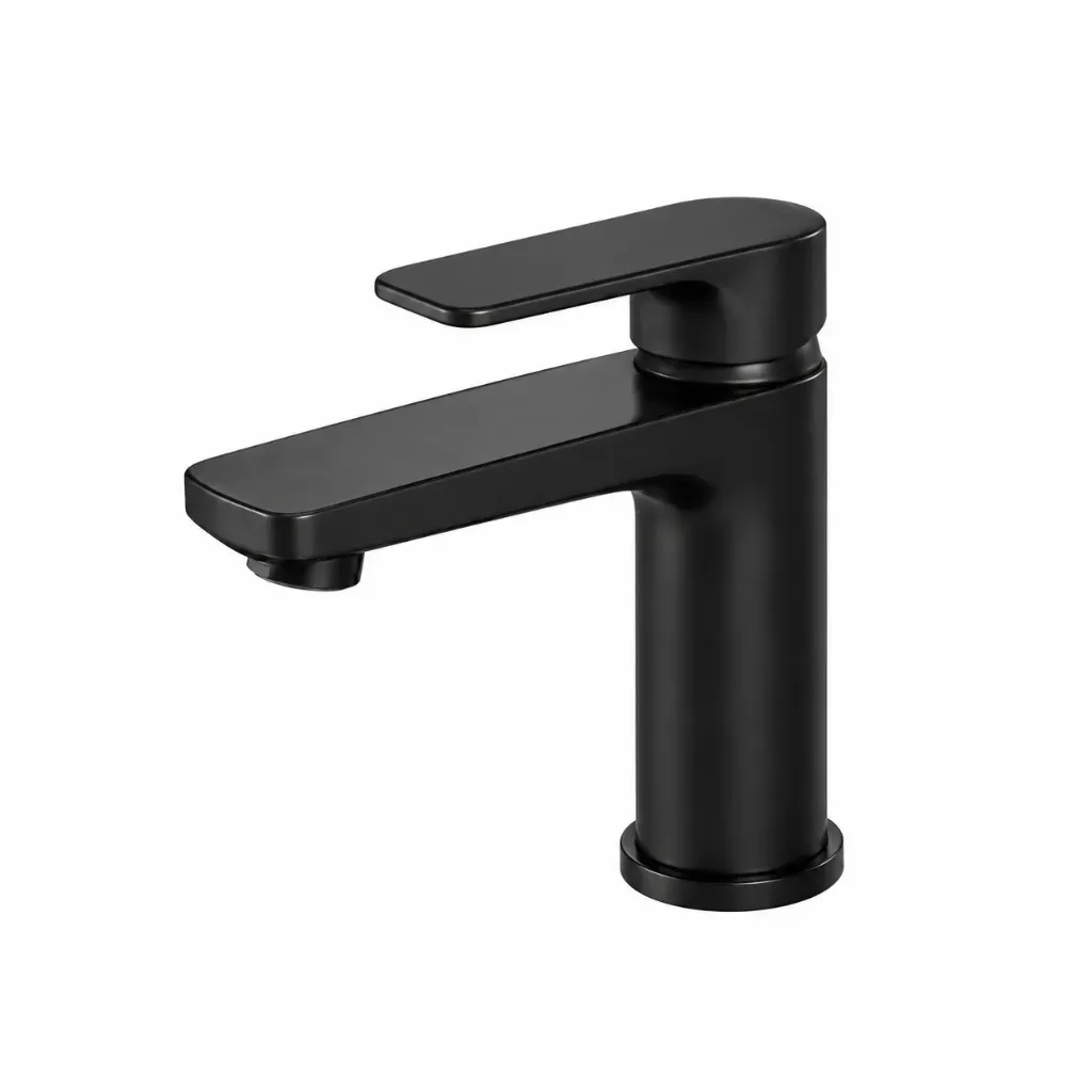 Robinet noir à bec plat avec poignée unique