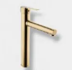 Gold-Coloured Tall Cylindrical Faucet with Straight Spout
