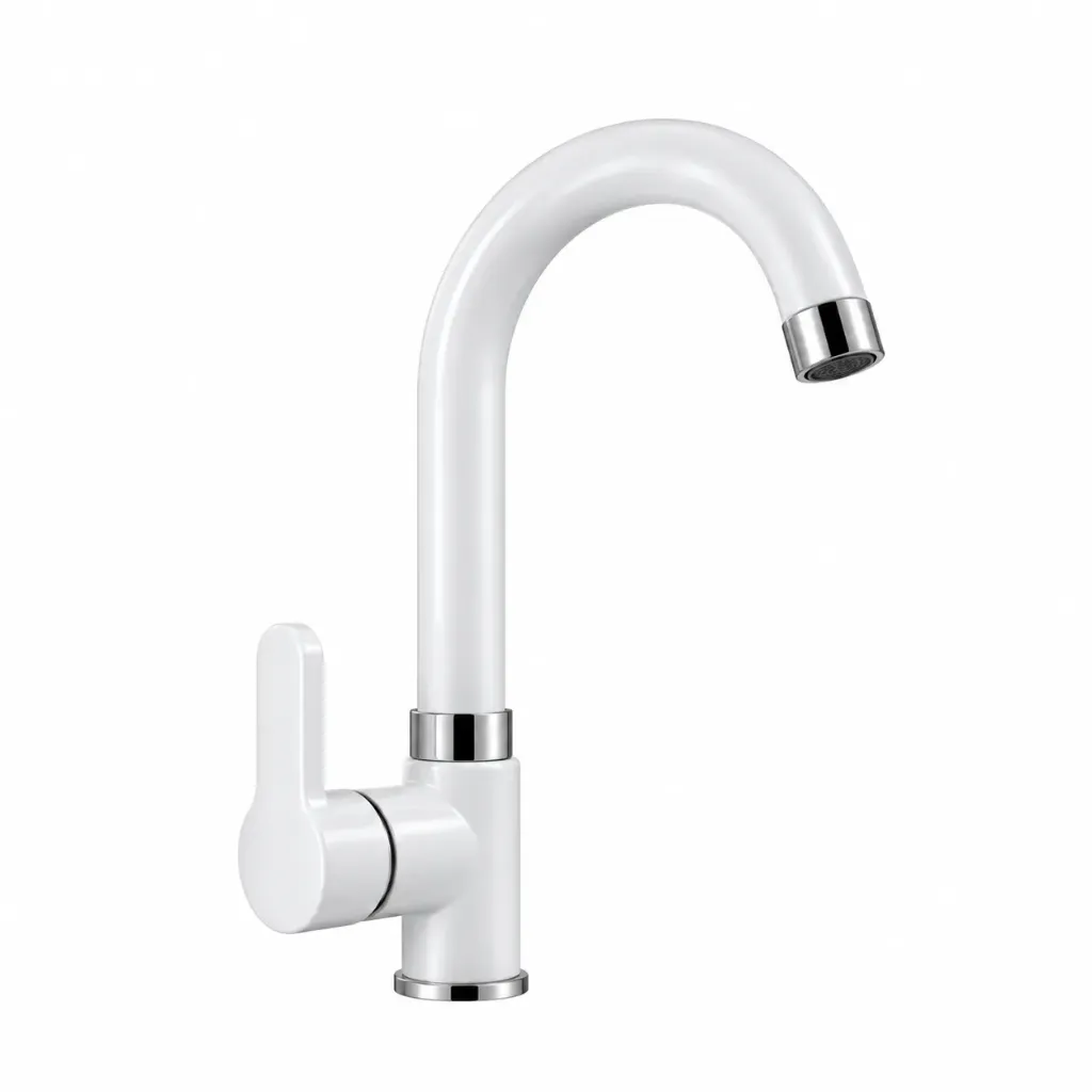 White High-Arc Wall-Mounted Faucet with Single Side Handle