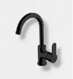 Black Wall-Mounted Gooseneck Faucet with Single Lever Handle