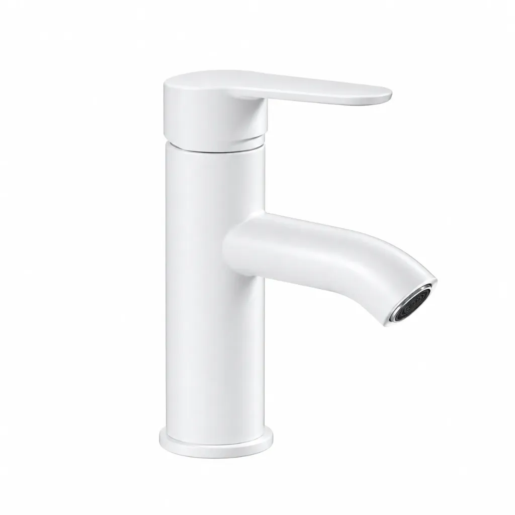 White Single Lever Deck-Mounted Curved Spout Faucet