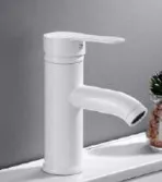 White Single Lever Deck-Mounted Curved Spout Faucet