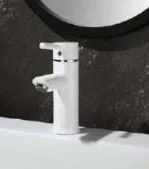 White Deck-Mounted Single-Handle Basin Faucet