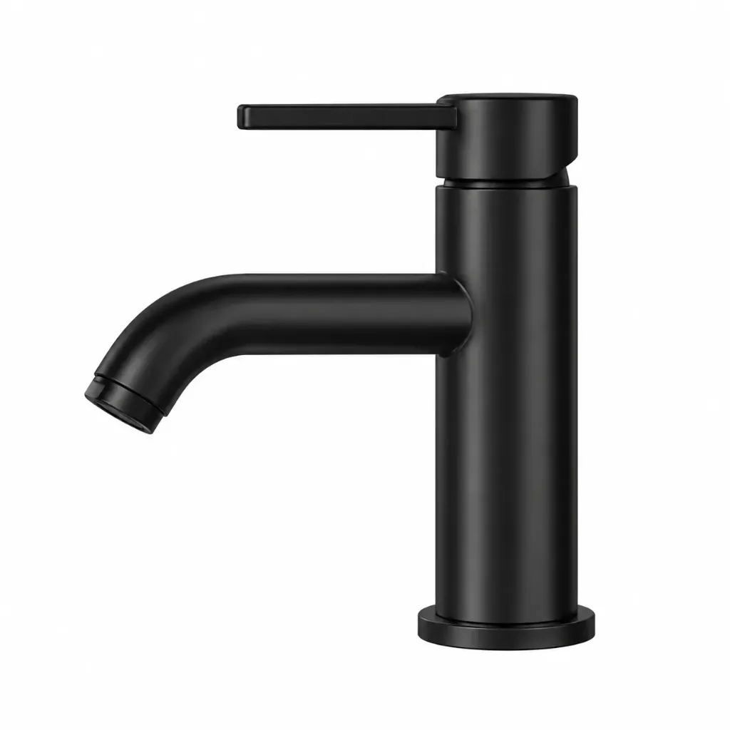 Black Single-Handle Deck-Mounted Curved Spout Faucet