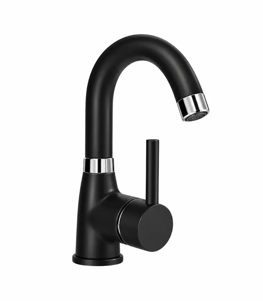 Black High-Arc Gooseneck Faucet with Single Lever Handle