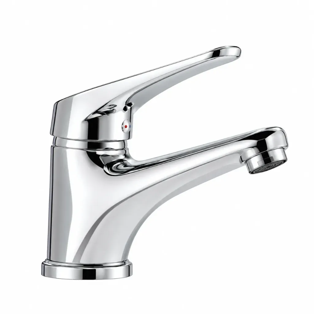 Robinet monocommande à poser au design chrome avec bec plat