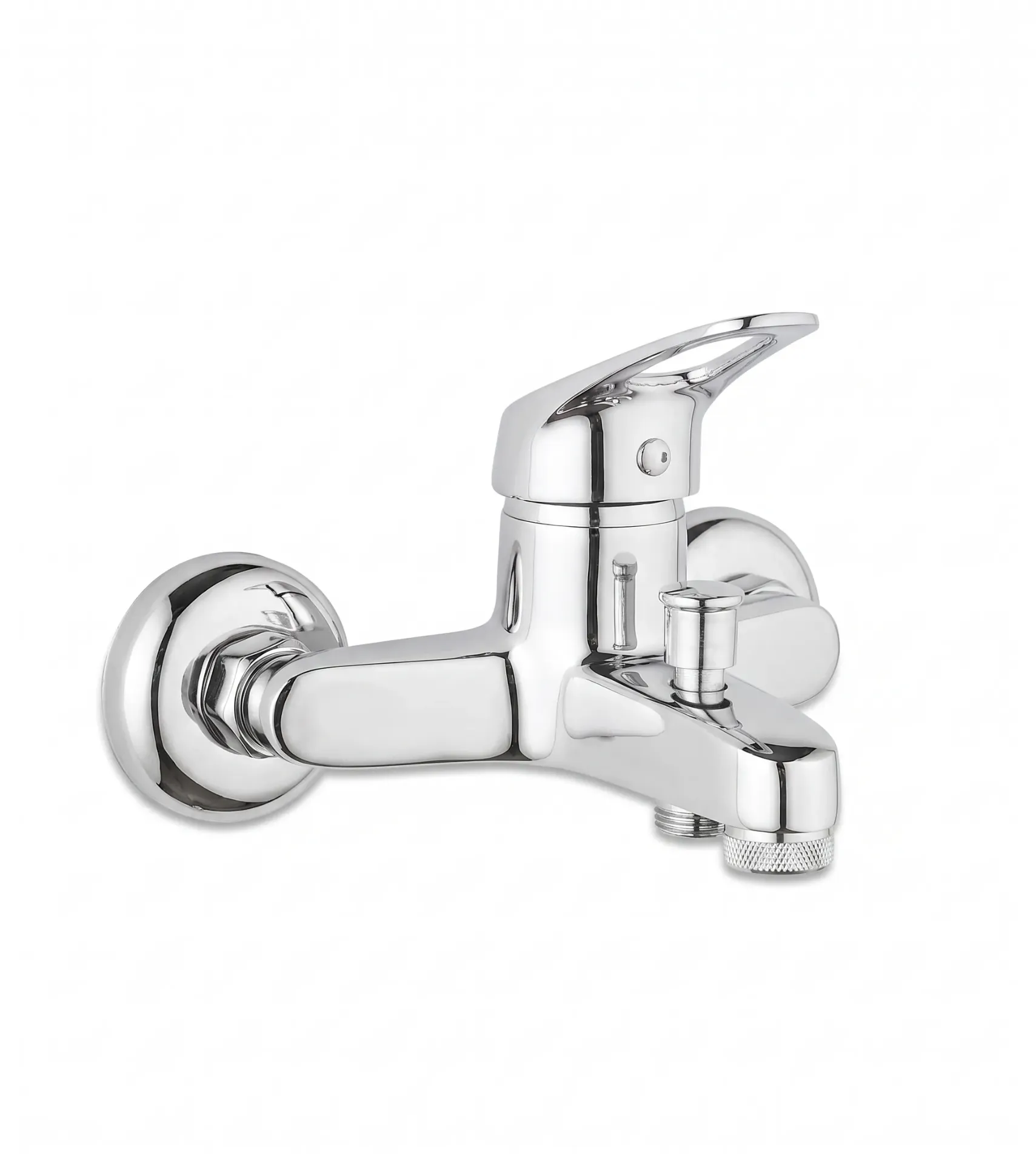 Chrome-Look Wall-Mounted Faucet with Lever Handle