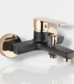 Black and Gold Wall-Mounted Single-Lever Faucet with Flat Spout
