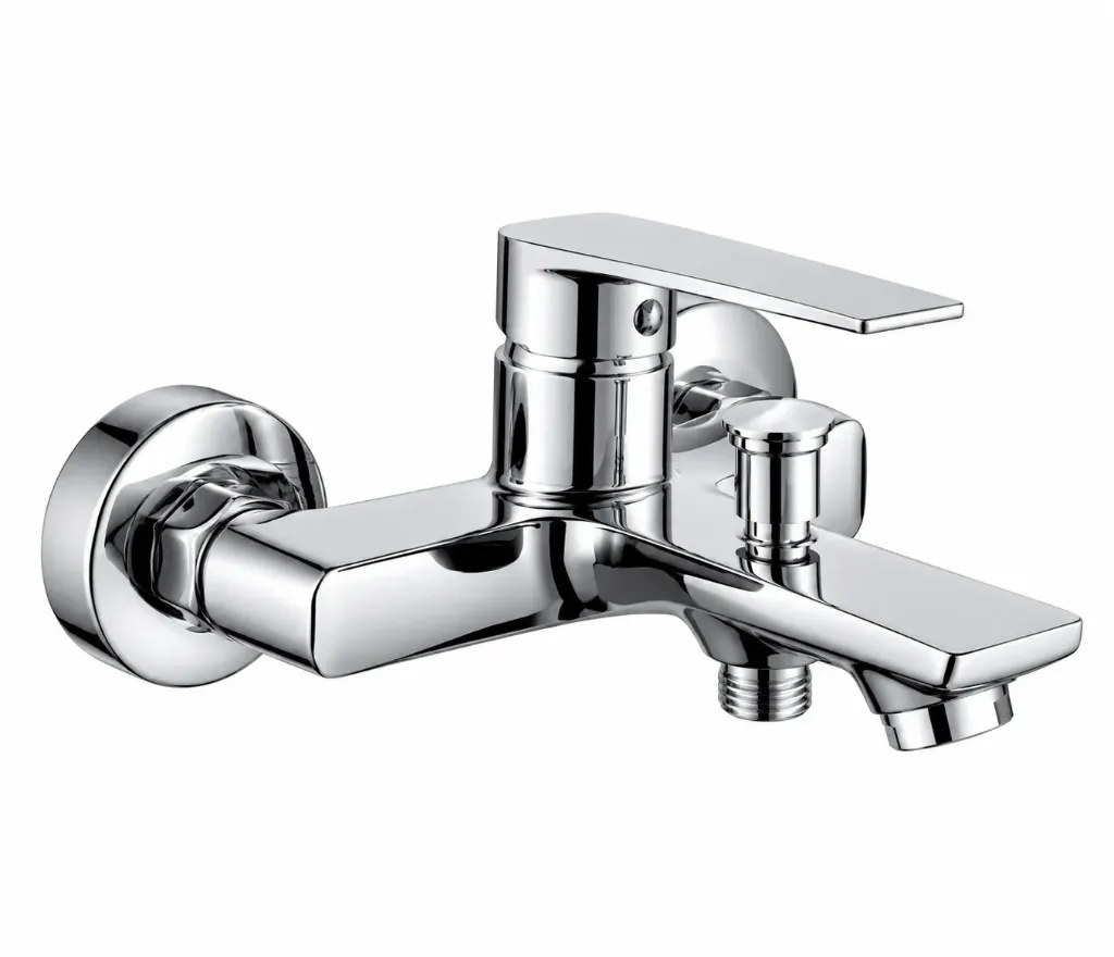 Chrome-Like Wall-Mounted Flat Spout Faucet with Lever Handle