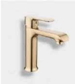 Gold Single Lever Deck-Mounted Faucet with Cylindrical Body