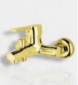 Gold Wall-Mounted Single Lever Faucet with Short Spout