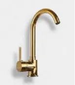 Gold-Coloured High-Arc Gooseneck Faucet with Side Lever Handle