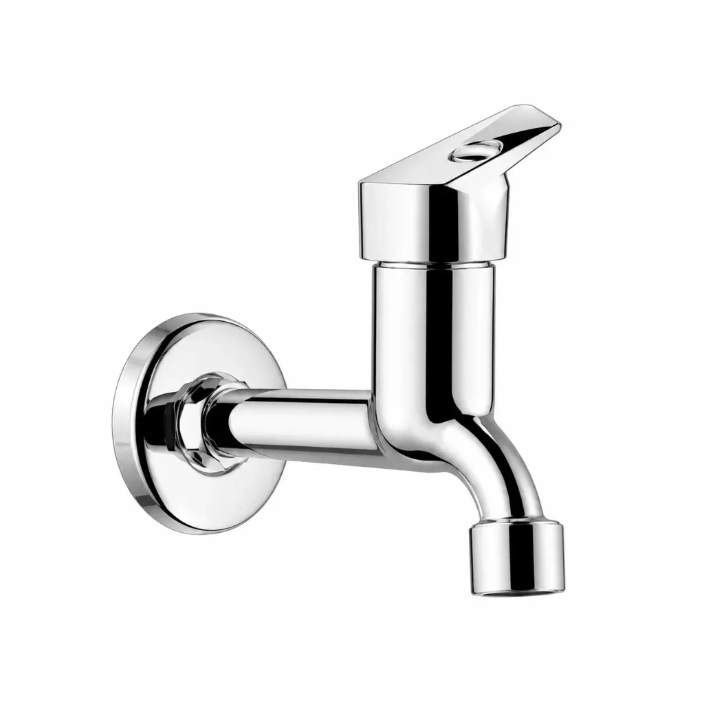 Chrome-Look Wall-Mounted Single-Handle Faucet with Downward Spout