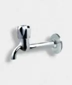 Chrome-Look Wall-Mounted Short Spout Faucet with Top Knob