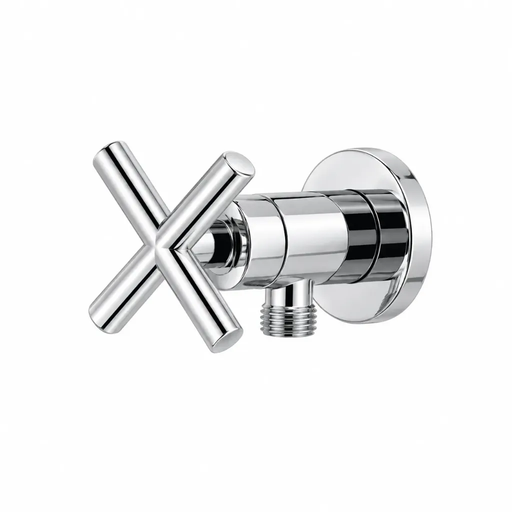 Polished Silver Cross Handle Wall-Mounted Faucet