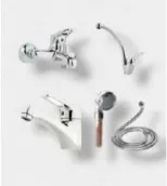 Assorted Chrome-Look Faucets with Curved Spouts and Handles