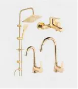 Gold-Tone Curved Spout Lever Faucets