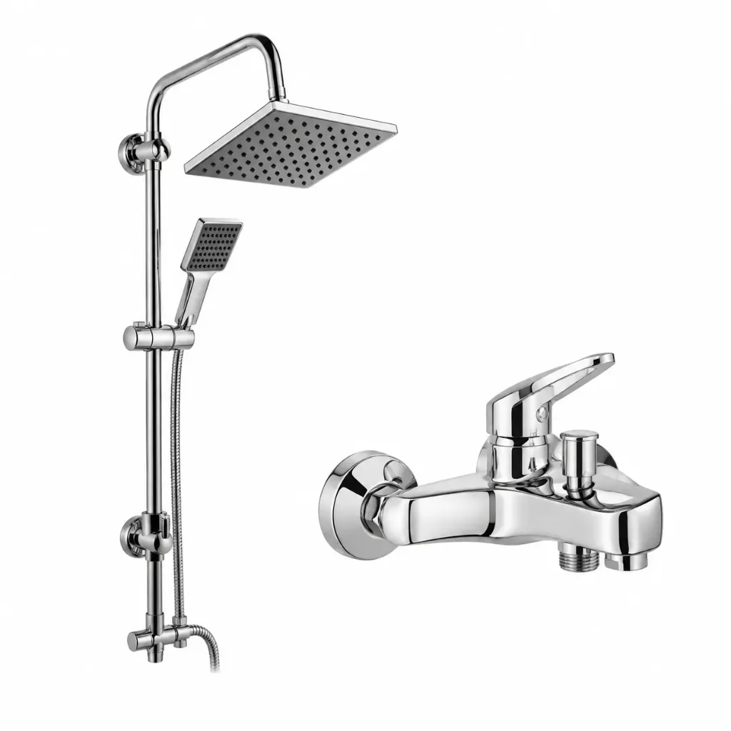 Wall-Mounted Dual-Handle Shower Faucet Set with Square Shower Head