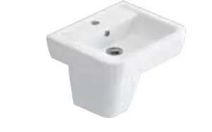 [0101-4385] Halley Rectangular White Countertop Washbasin with Single Tap Hole (38x45)