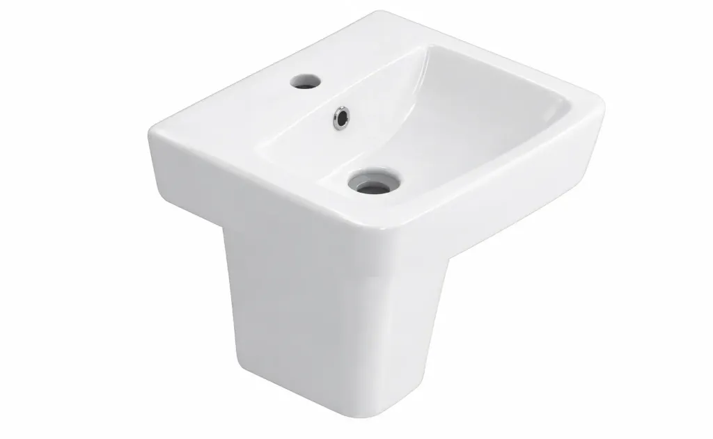 [0101-4385] Lavabo rectangulaire blanc Halley pour plan de travail avec un trou de robinet unique (38x45)