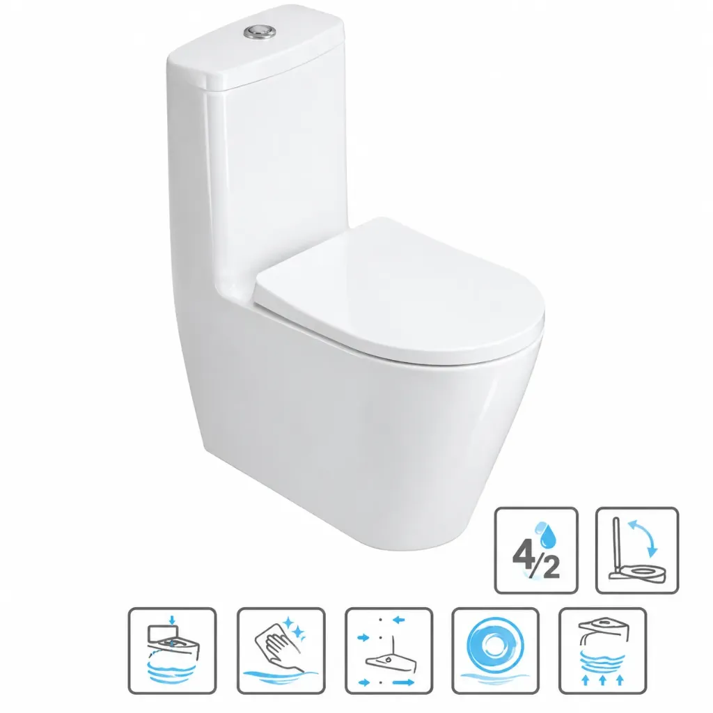 Alfa White Back to Wall WC Set with Cistern and Seat Cover (Bidet included, Slim Soft Close, Single Valve, Included)