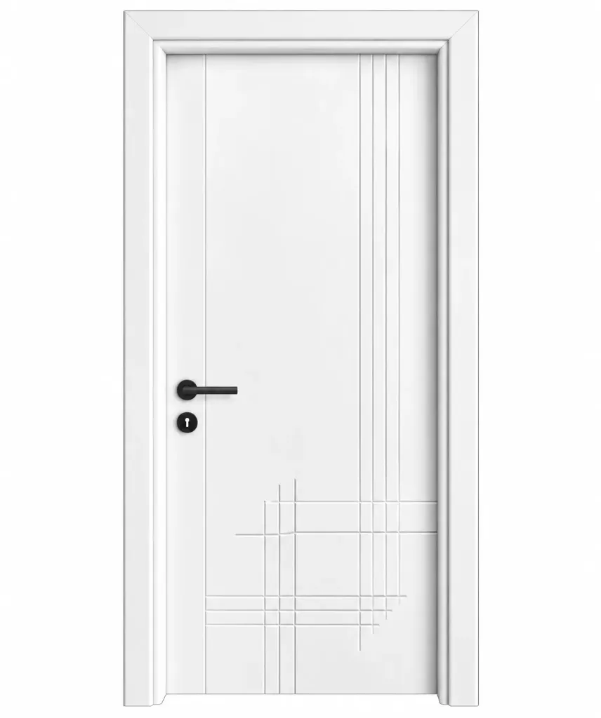 F-57 White Lacquer Door with Linear Geometric Design (10cm)