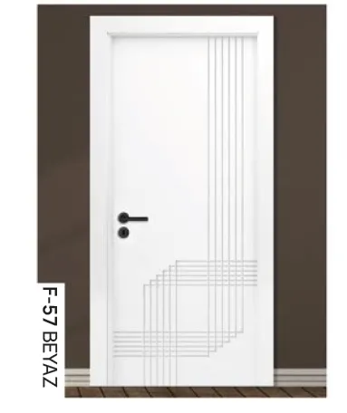 Porte laquée blanche F-57 avec design géométrique linéaire (10 cm)